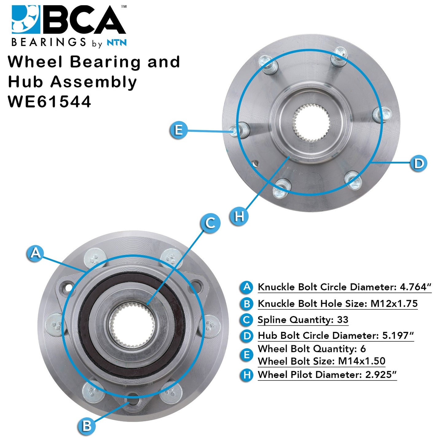 BCA Wheel Bearing and Hub Assembly WE61544