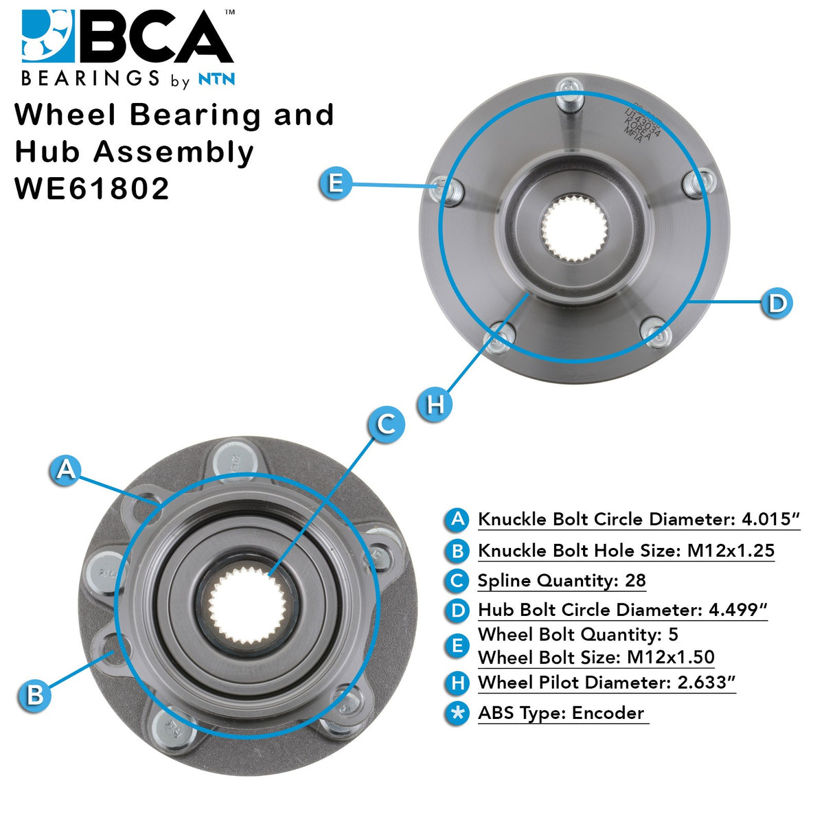 BCA Wheel Bearing and Hub Assembly WE61802