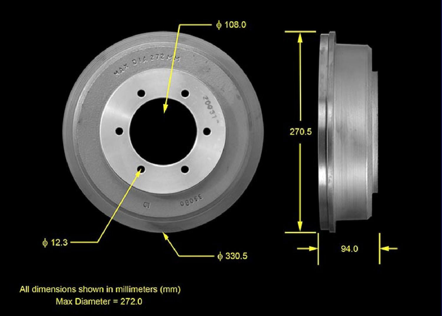 BENDIX PREMIUM DRUM AND ROTOR Brake Drum PDR0709