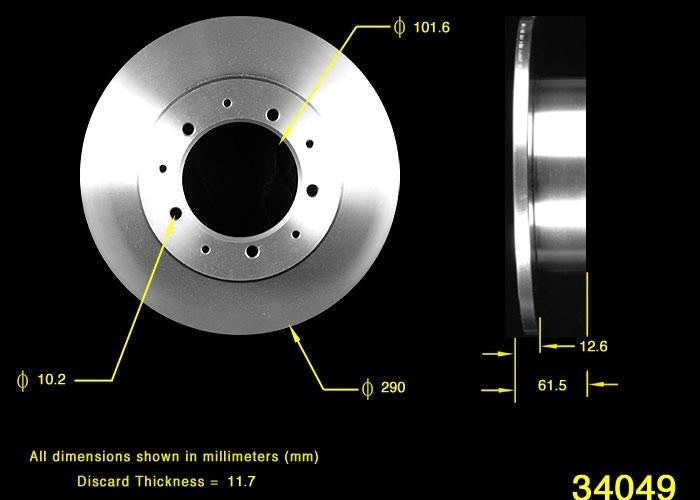 BENDIX PREMIUM DRUM AND ROTOR Disc Brake Rotor PRT1756