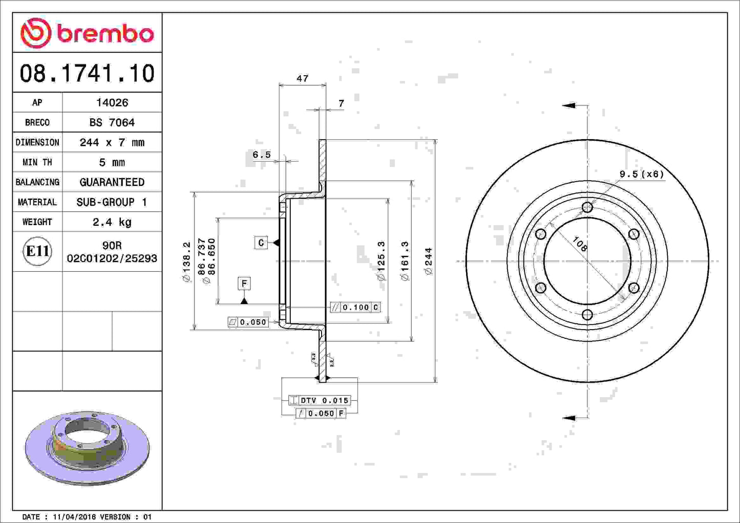Brembo Disc Brake Rotor 08.1630.10