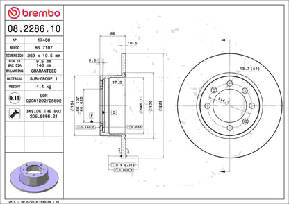 Brembo OE Brembo 79-87 Saab 900 Rear Premium OE Equivalent Rotor 08.2286.10
