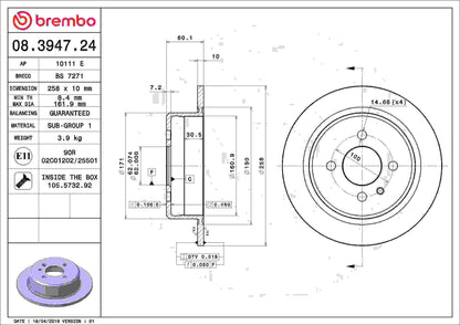 Brembo Disc Brake Rotor 08.3947.24