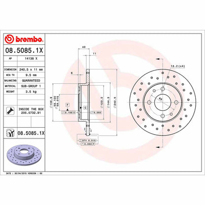 Brembo Disc Brake Rotor 08.5085.1X