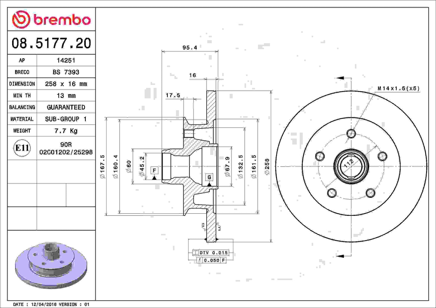 Brembo Disc Brake Rotor 08.5177.20