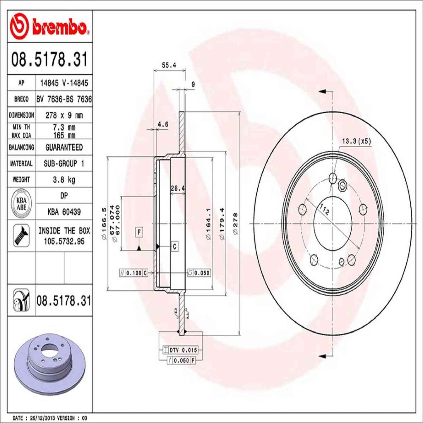 Brembo Disc Brake Rotor 08.5178.31