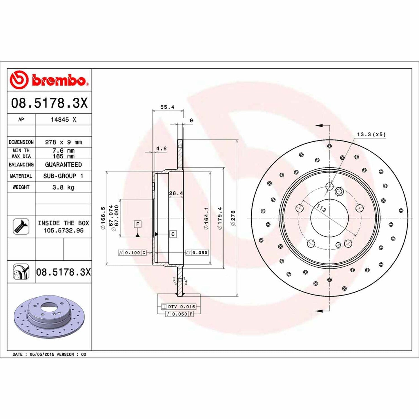 Brembo Disc Brake Rotor 08.5178.3X