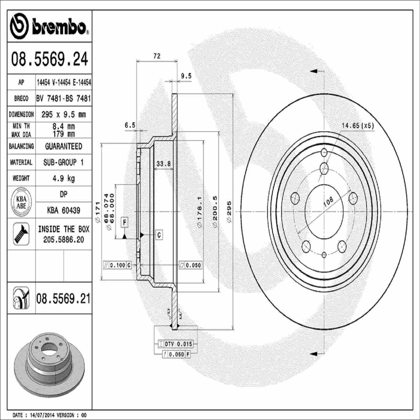 Brembo Disc Brake Rotor 08.5569.21