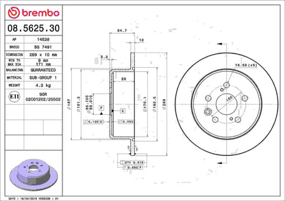 Brembo Disc Brake Rotor 08.5625.30
