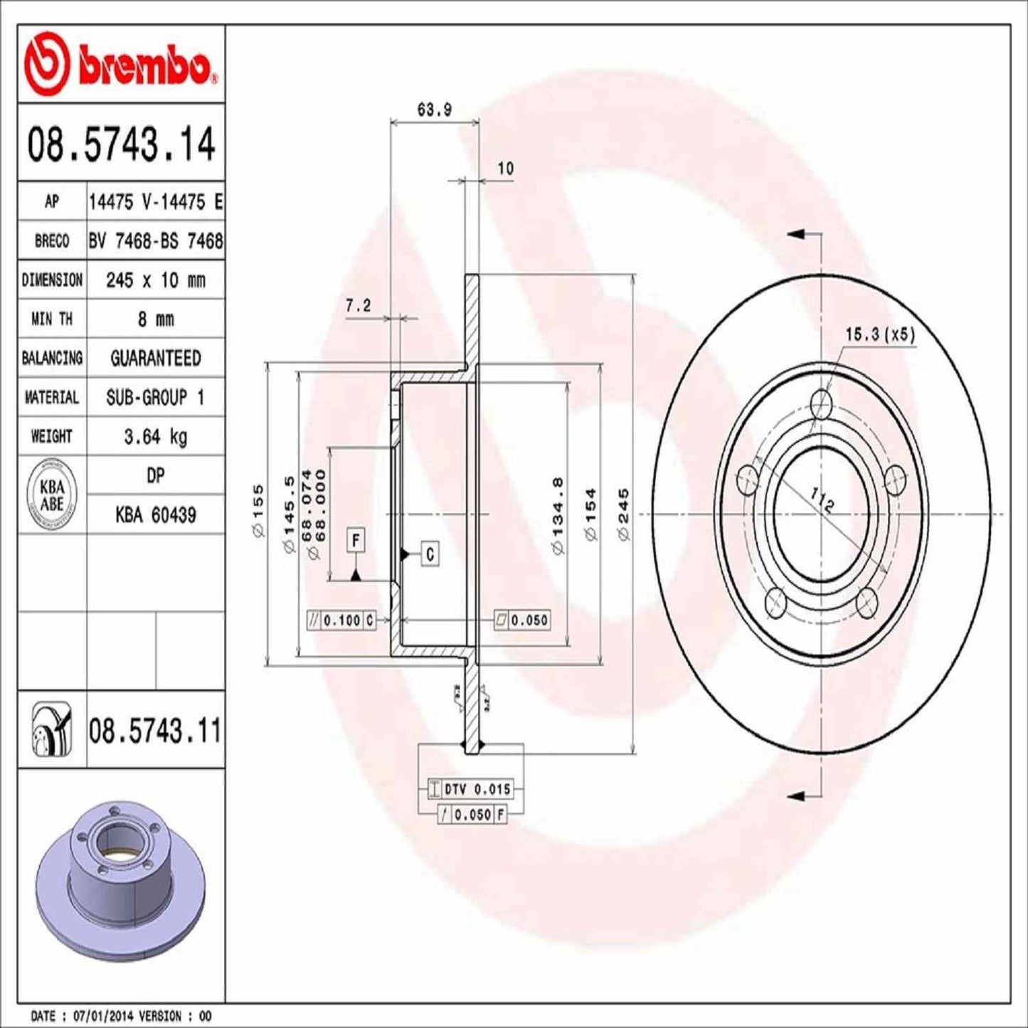 Brembo Disc Brake Rotor 08.5743.11