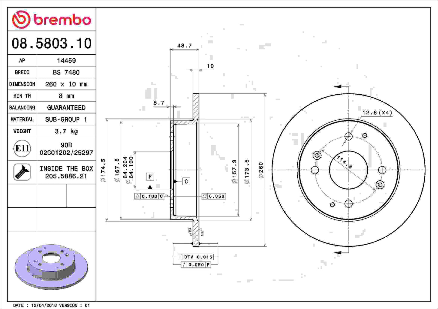 Brembo Disc Brake Rotor 08.5803.10