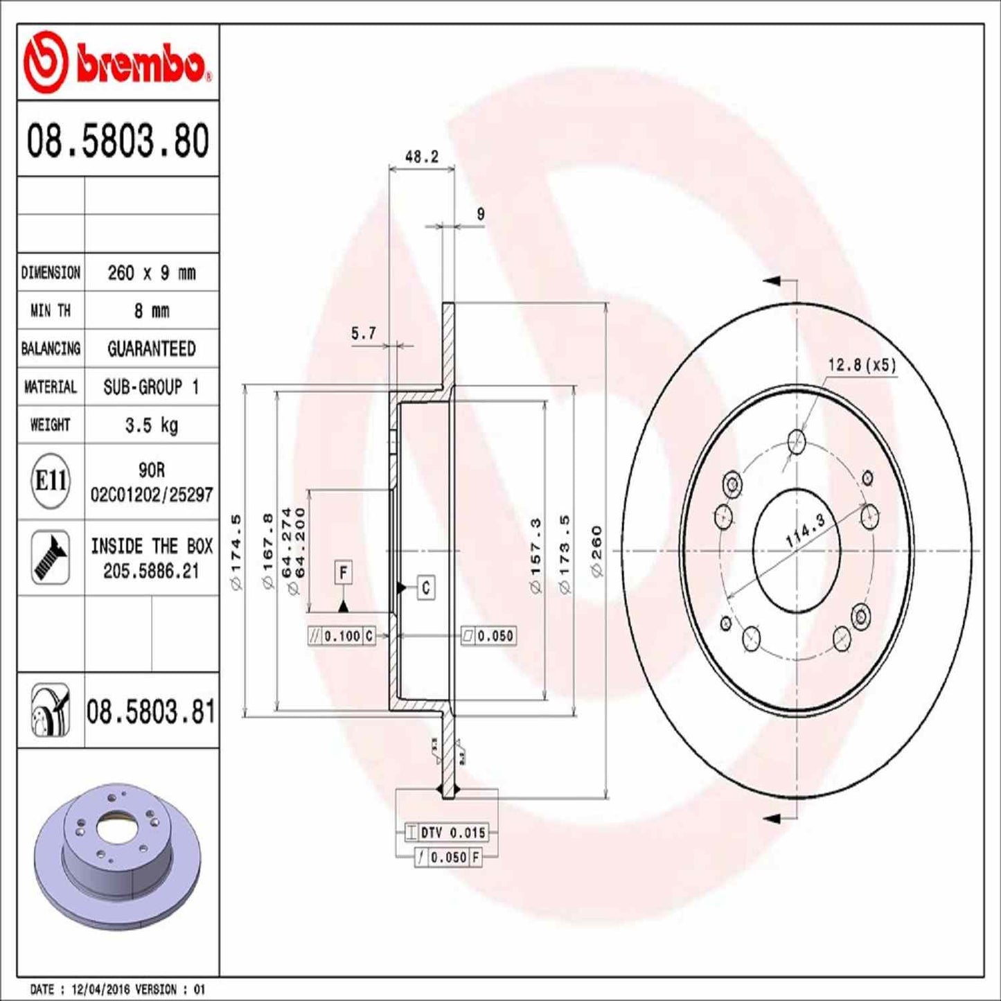 Brembo Disc Brake Rotor 08.5803.81