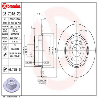 Brembo Disc Brake Rotor 08.7015.21