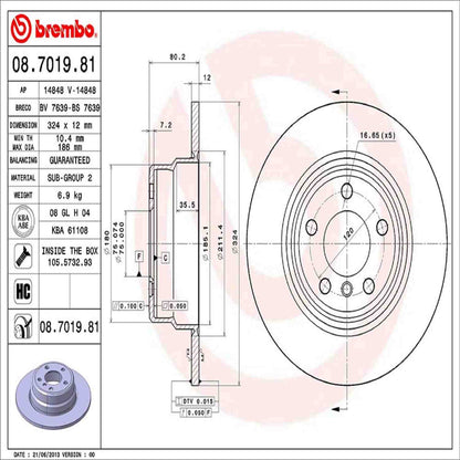Brembo Disc Brake Rotor 08.7019.81