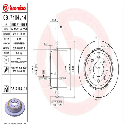 Brembo Disc Brake Rotor 08.7104.11