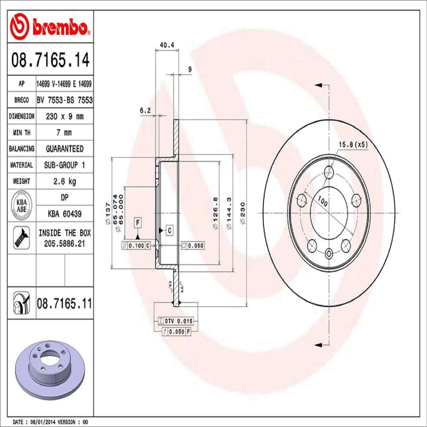Brembo Disc Brake Rotor 08.7165.11