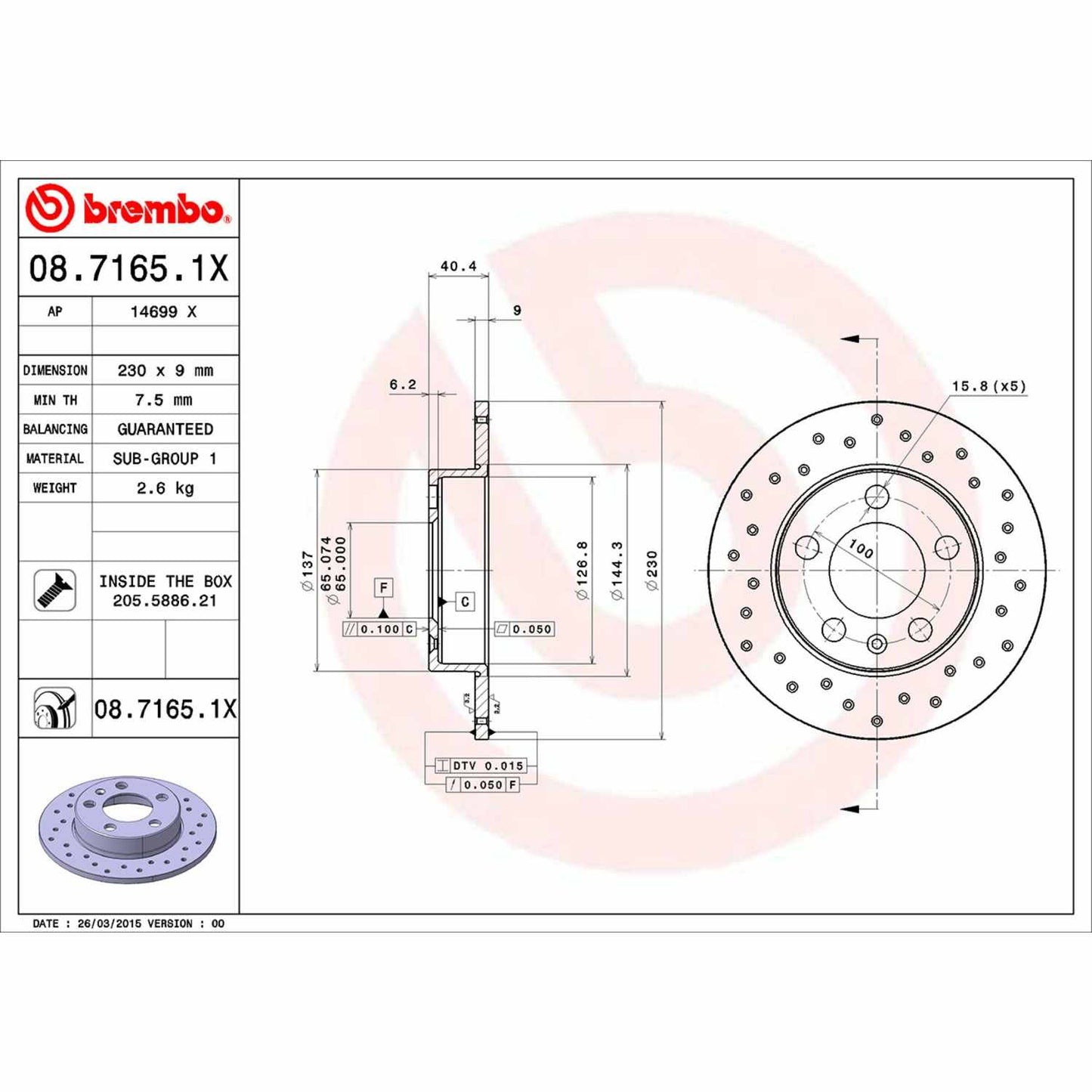 Brembo Disc Brake Rotor 08.7165.1X