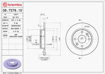Brembo Disc Brake Rotor 08.7378.10