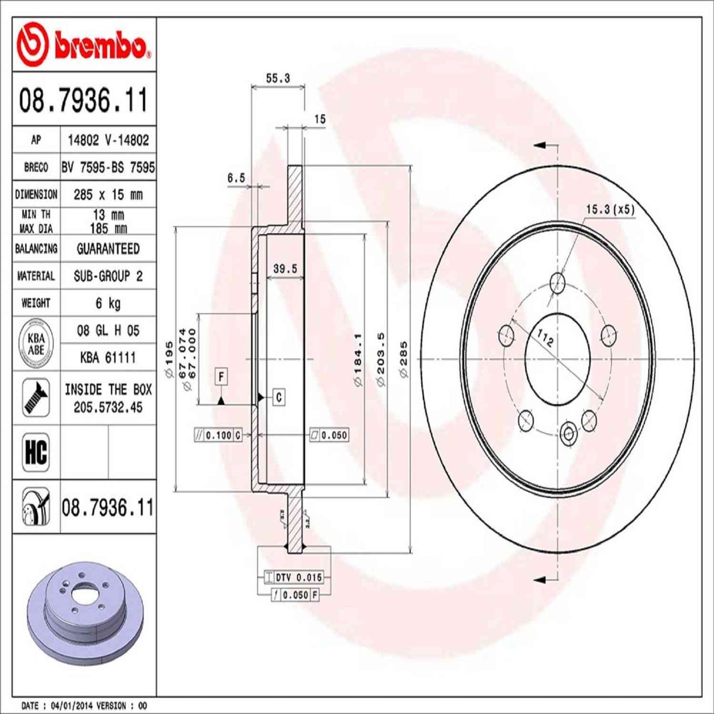 Brembo Disc Brake Rotor 08.7936.11