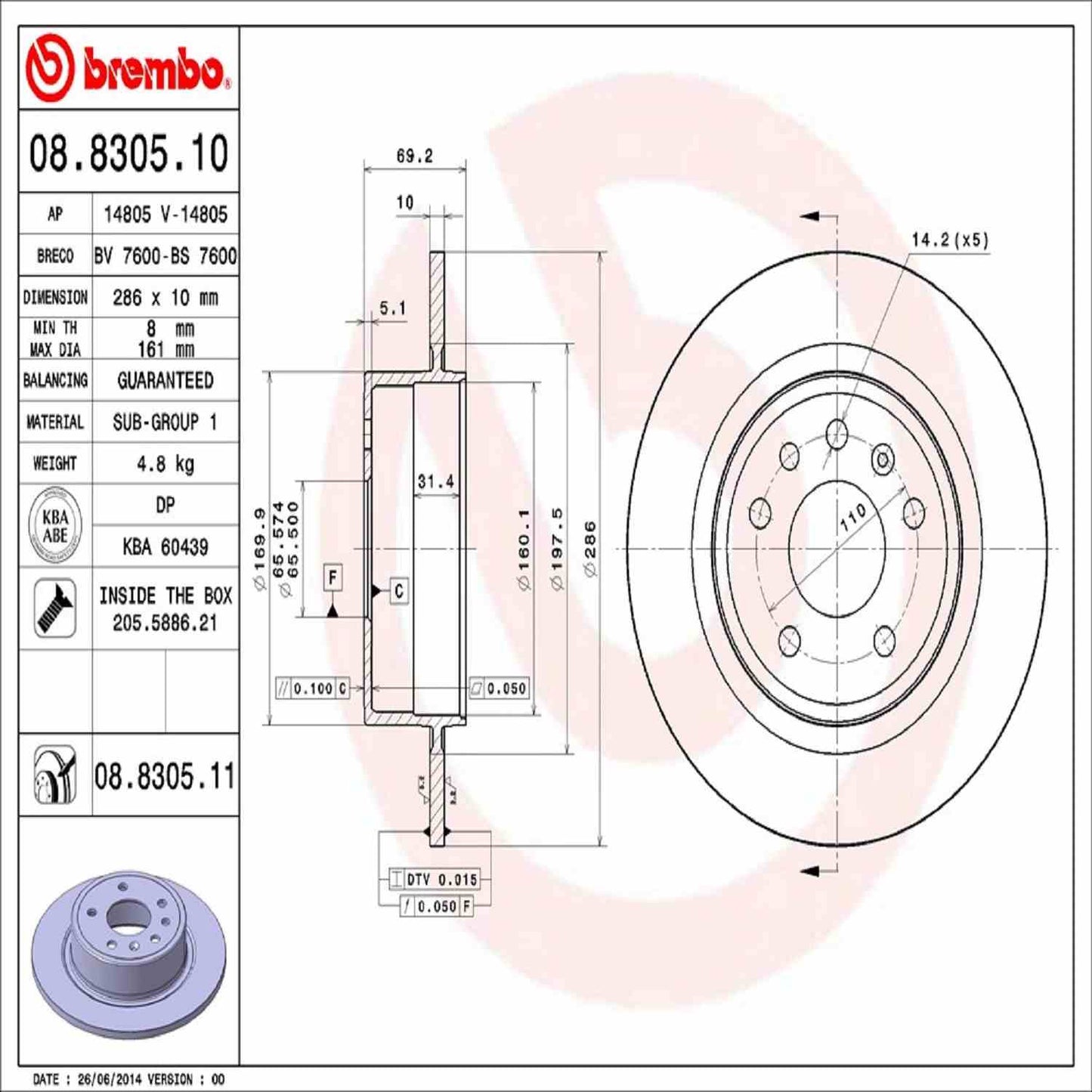 Brembo Disc Brake Rotor 08.8305.11