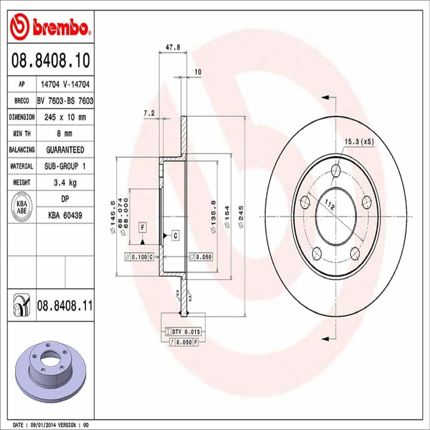Brembo Disc Brake Rotor 08.8408.11