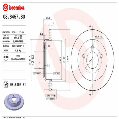Brembo Disc Brake Rotor 08.8457.81