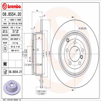 Brembo Disc Brake Rotor 08.8554.21