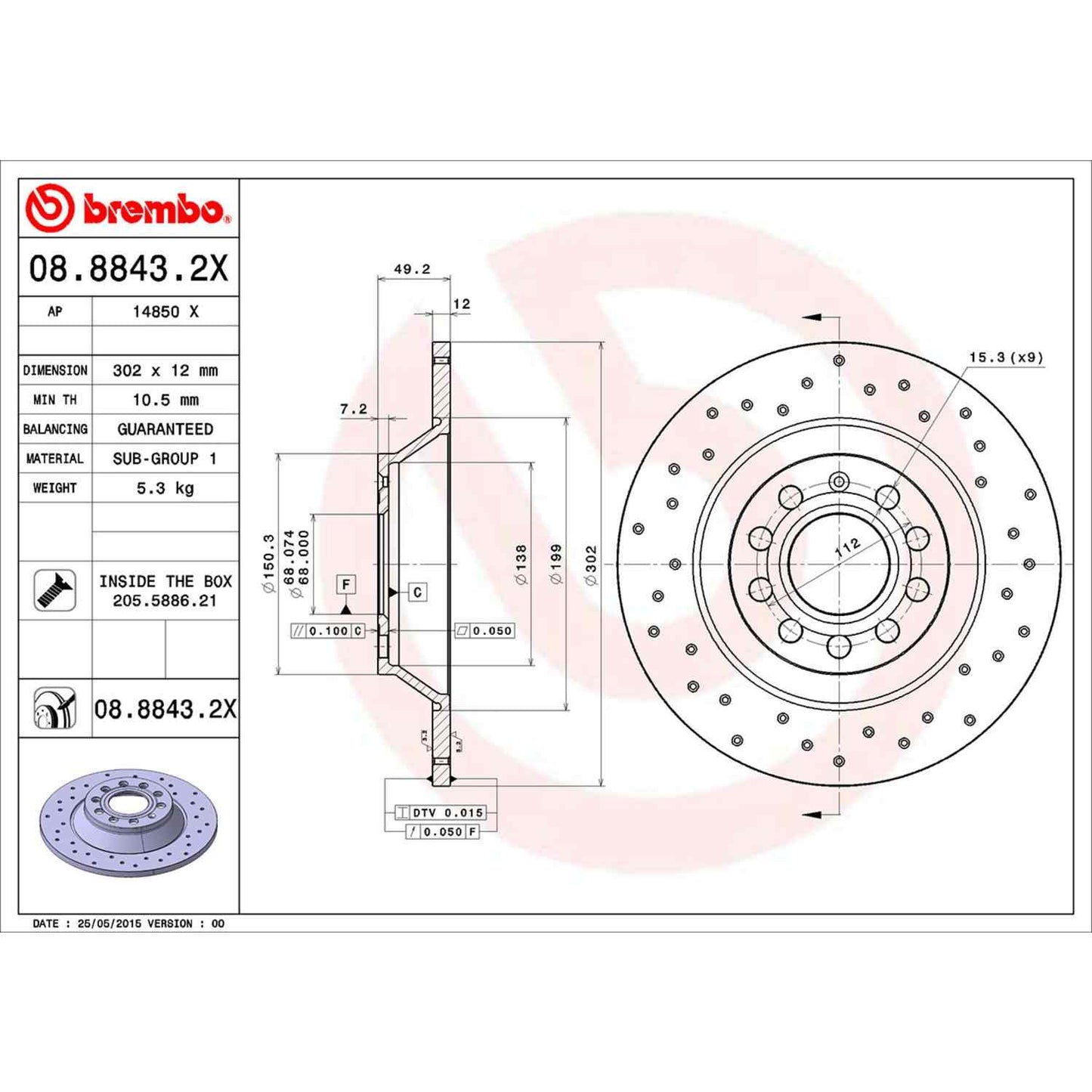Brembo Disc Brake Rotor 08.8843.2X