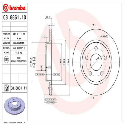 Brembo Disc Brake Rotor 08.8861.11