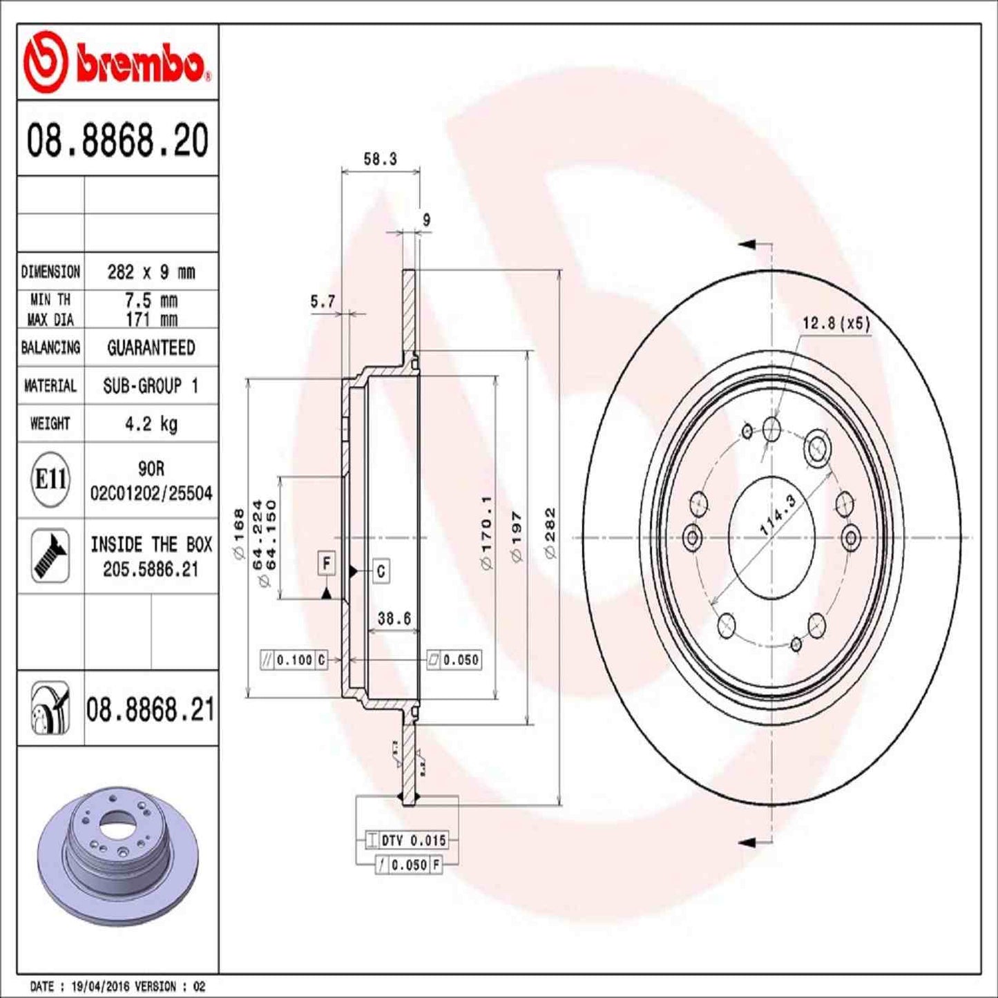 Brembo Disc Brake Rotor 08.8868.21