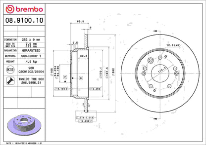 Brembo Disc Brake Rotor 08.9100.10