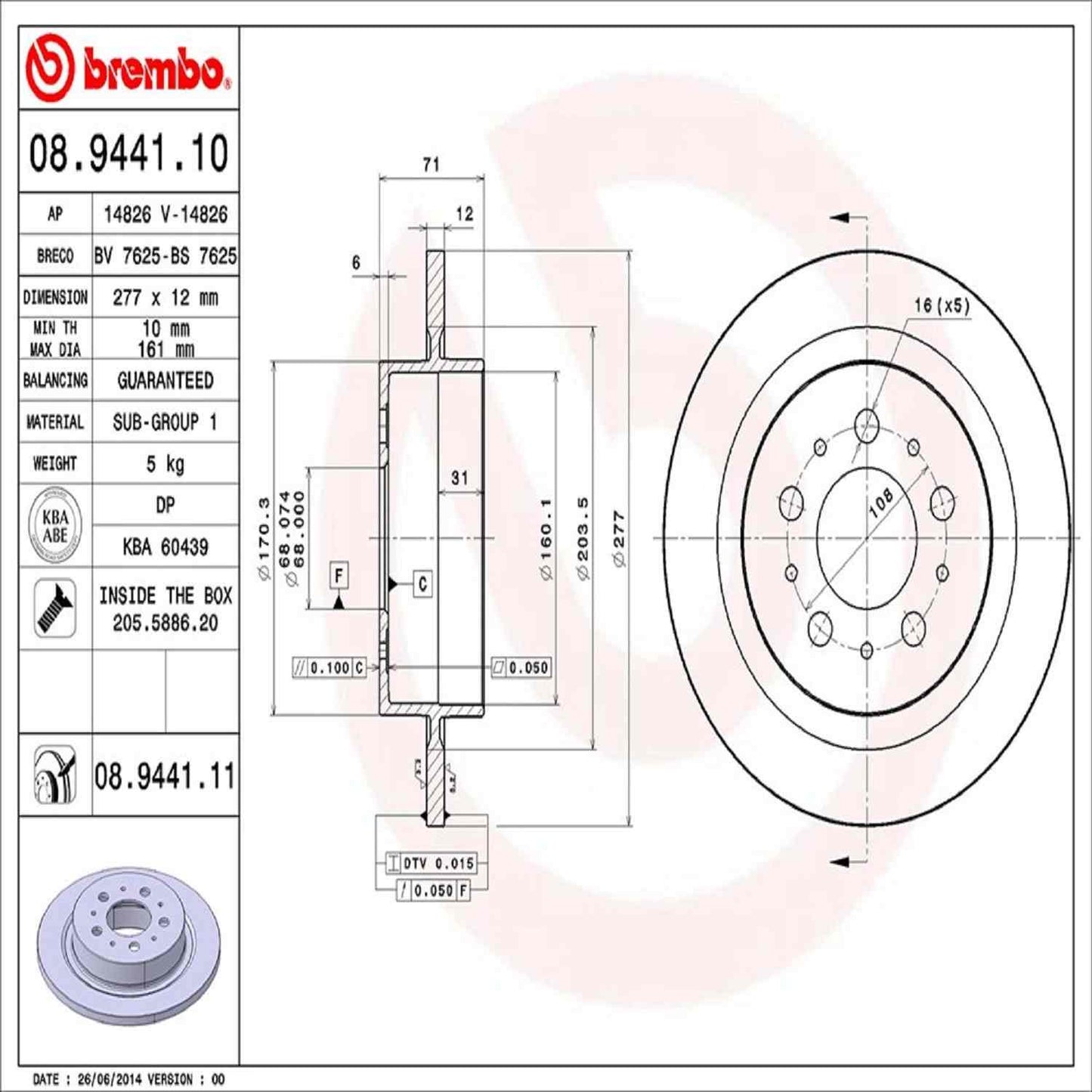 Brembo Disc Brake Rotor 08.9441.11