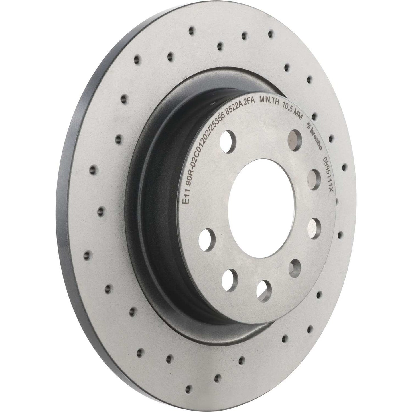 Brembo OE Brembo 03-11 Saab 9-3 Rear Premium Xtra Cross Drilled UV Coated Rotor 08.9511.1X