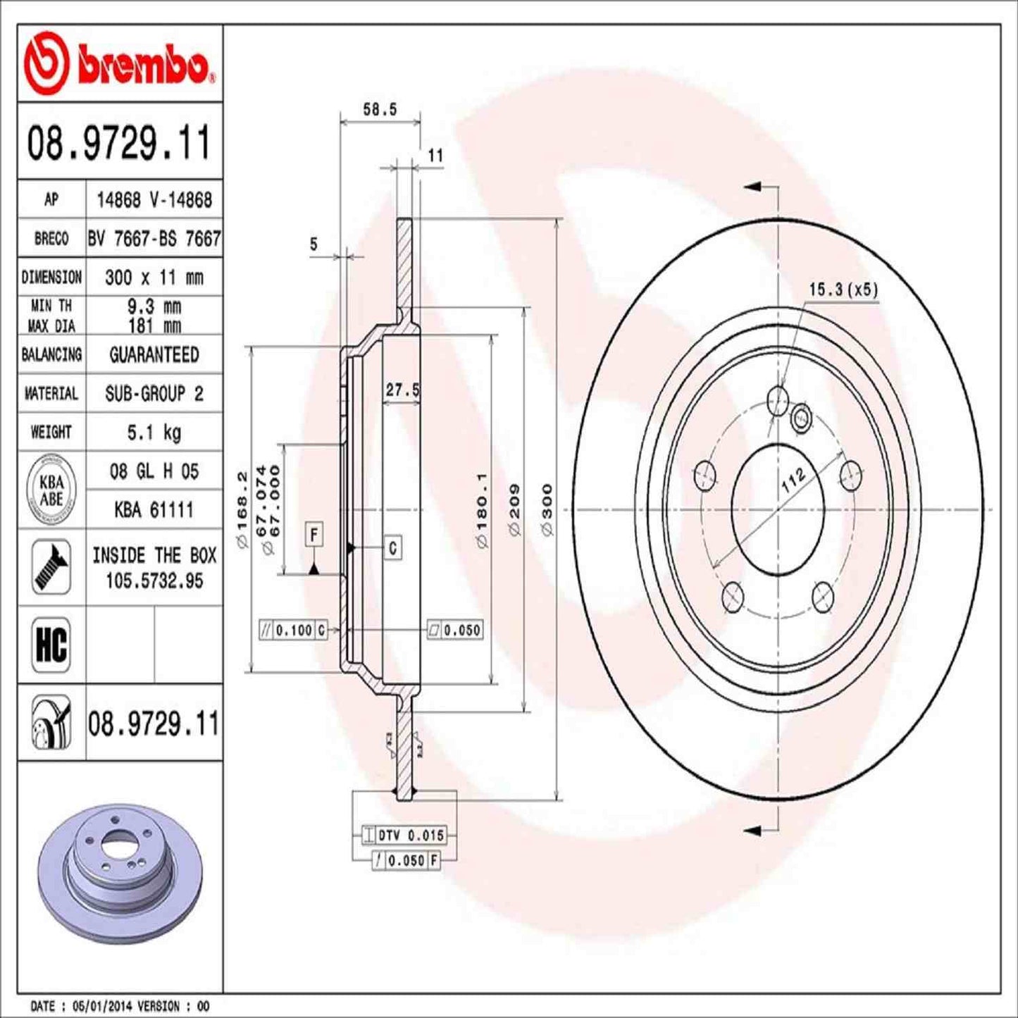 Brembo Disc Brake Rotor 08.9729.11