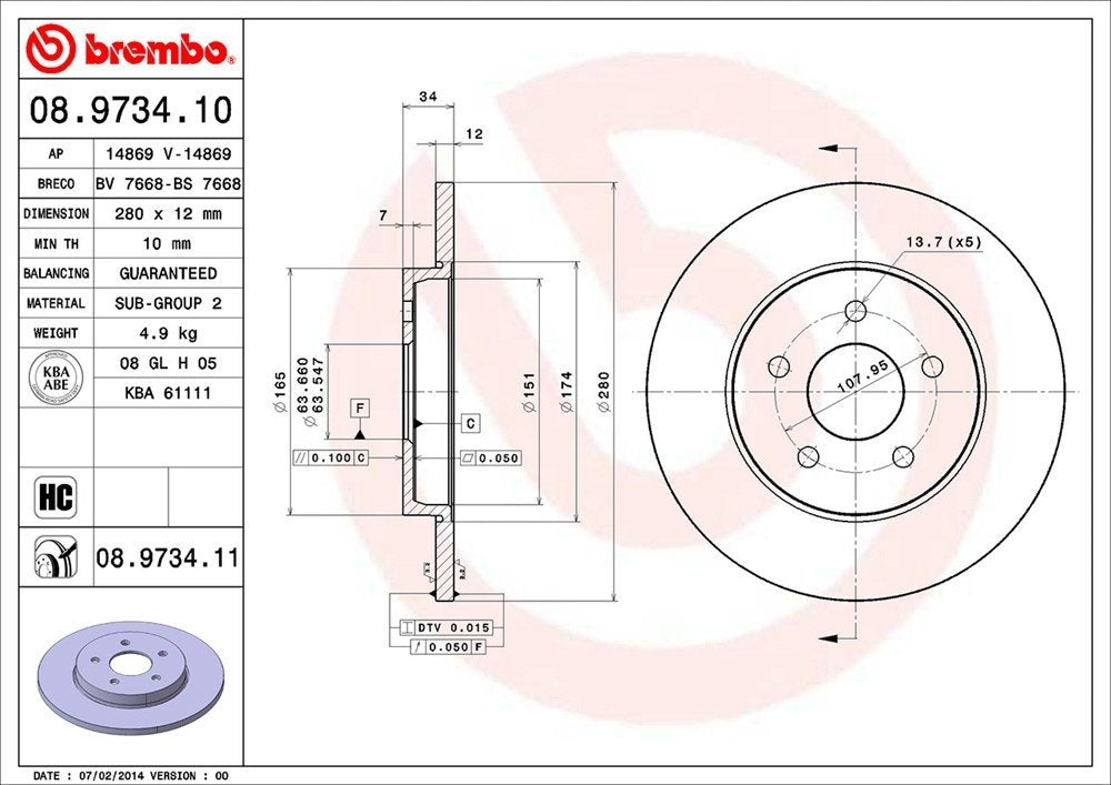 Brembo Disc Brake Rotor 08.9734.11