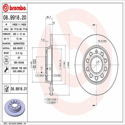 Brembo Disc Brake Rotor 08.9918.21