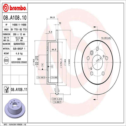 Brembo Disc Brake Rotor 08.A108.11
