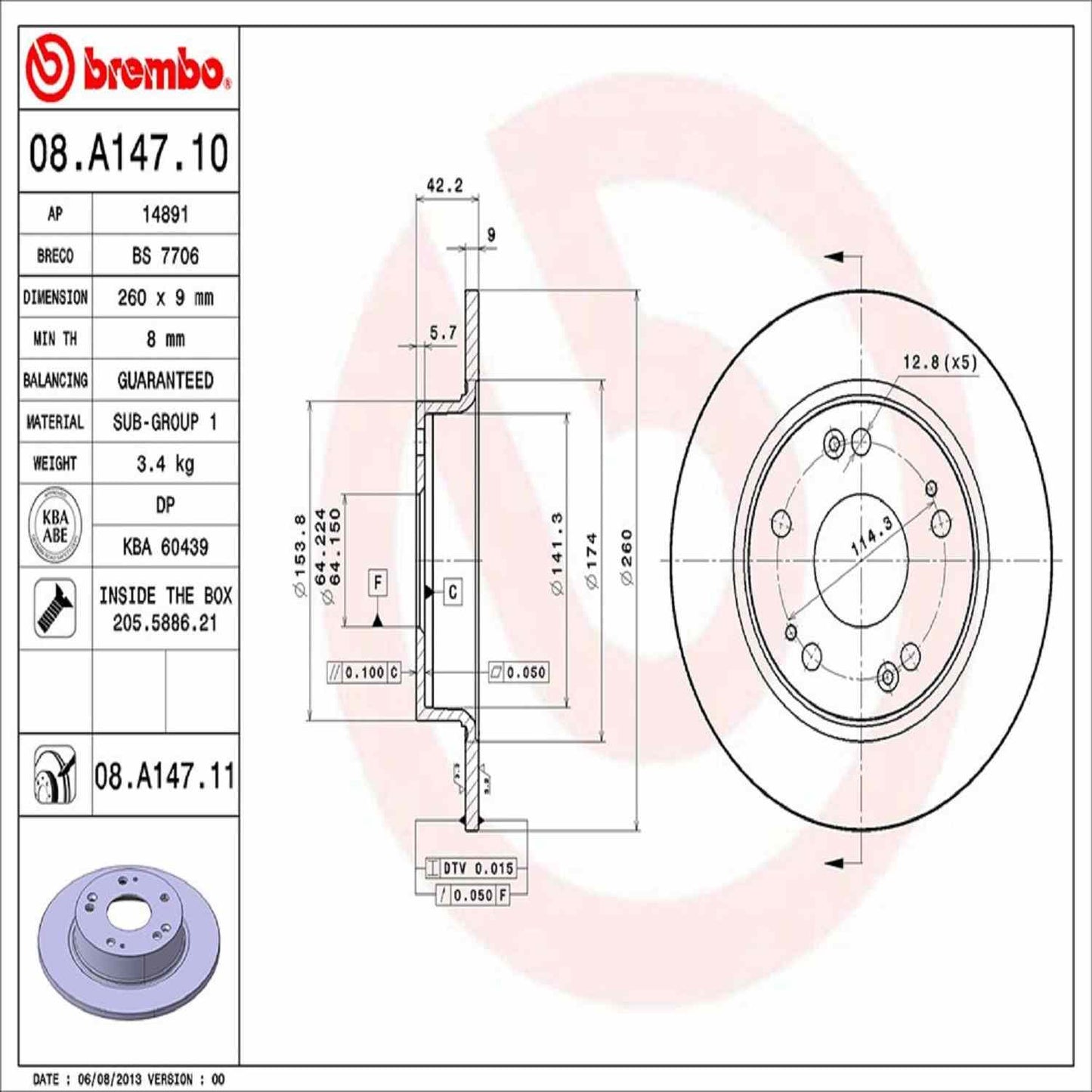 Brembo Disc Brake Rotor 08.A147.11