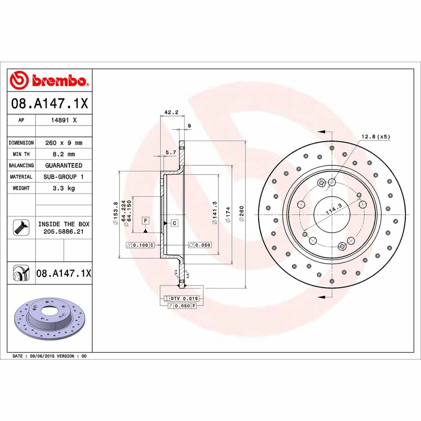 Brembo Disc Brake Rotor 08.A147.1X