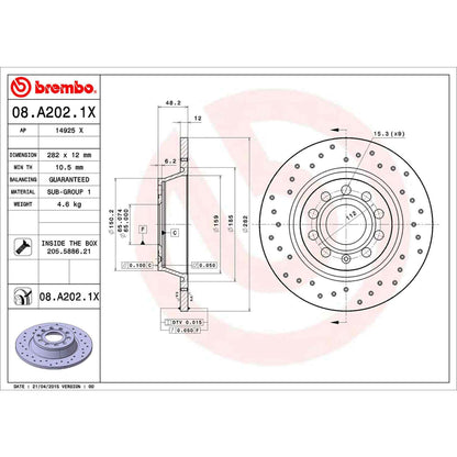 Brembo Disc Brake Rotor 08.A202.1X