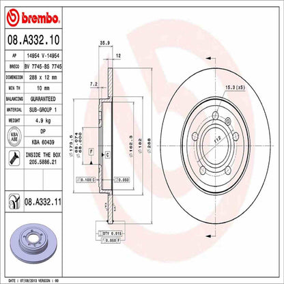 Brembo Disc Brake Rotor 08.A332.11