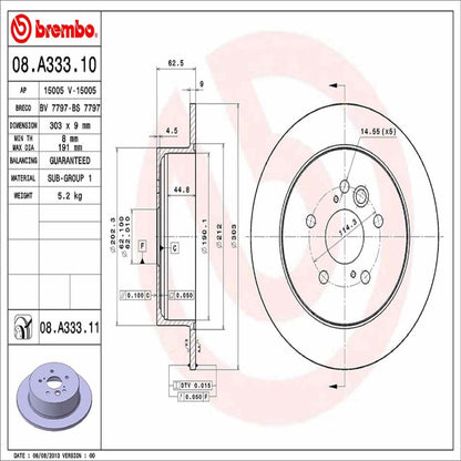 Brembo OE Brembo 04-05 Toyota RAV4 Rear Premium UV Coated OE Equivalent Rotor 08.A333.11
