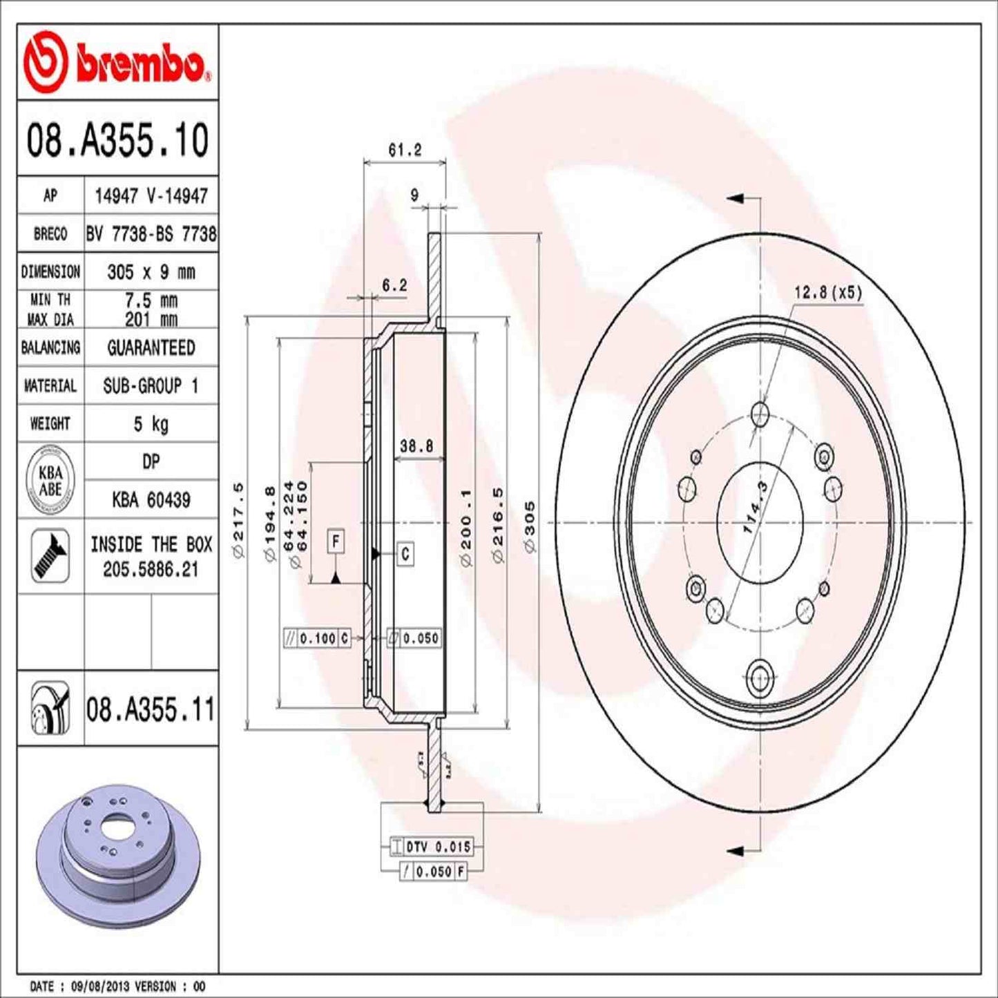 Brembo Disc Brake Rotor 08.A355.11