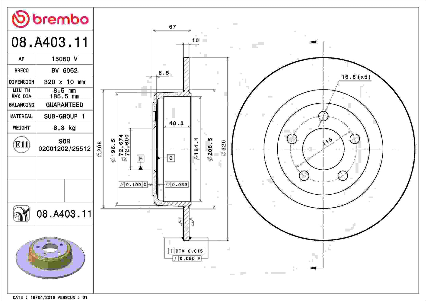 Brembo Disc Brake Rotor