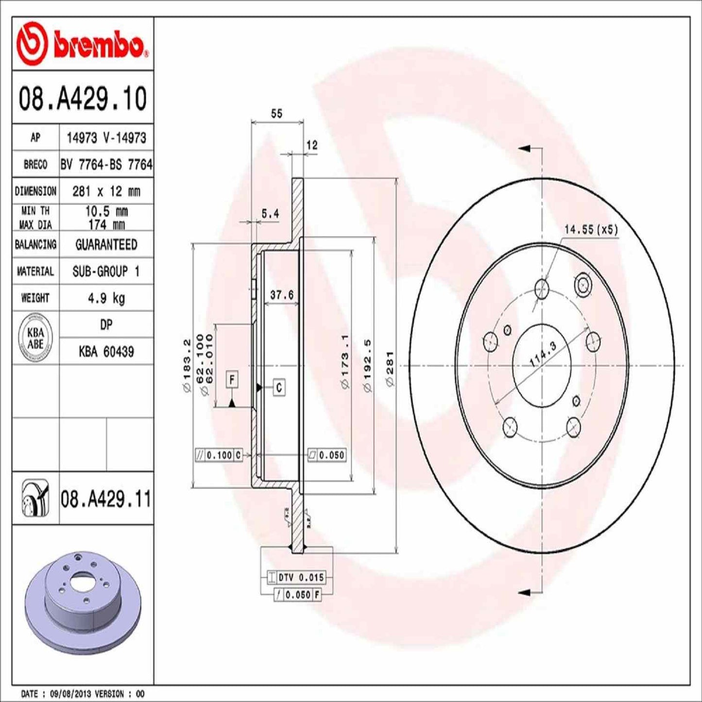 Brembo Disc Brake Rotor 08.A429.11