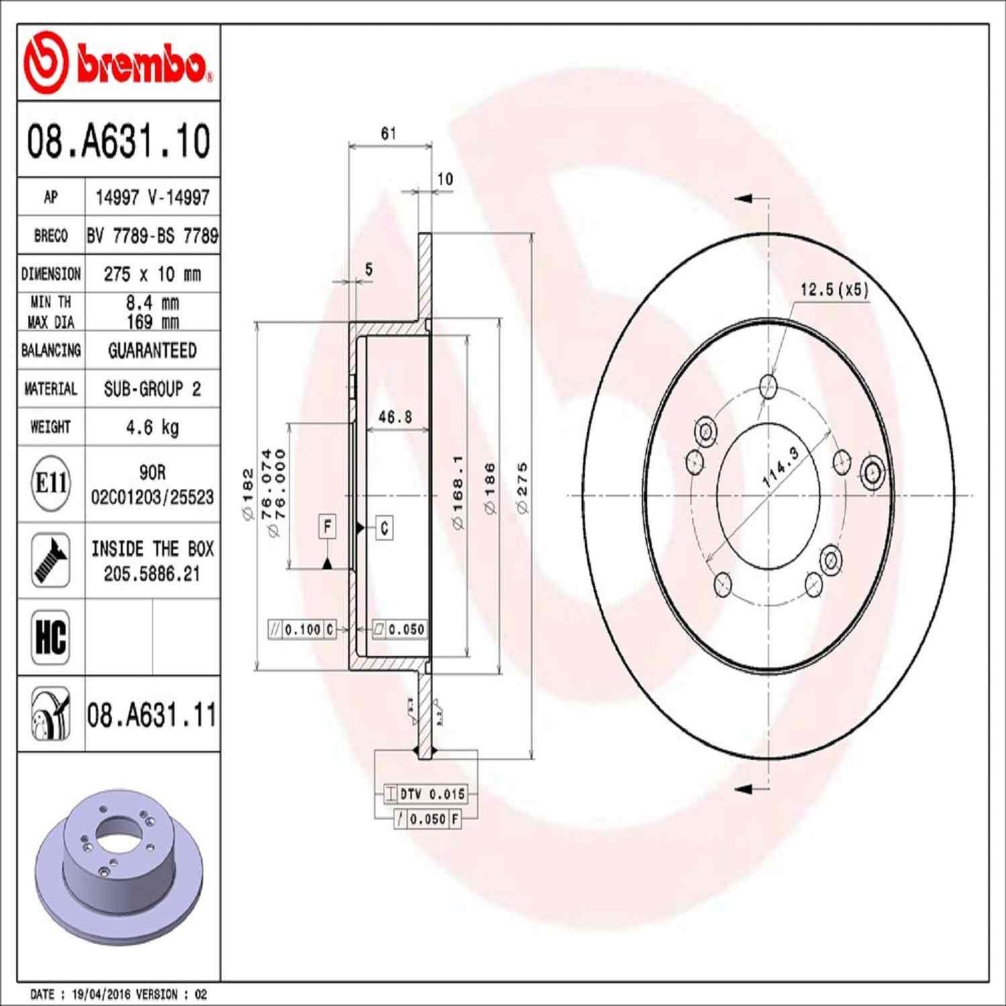 Brembo Disc Brake Rotor 08.A631.11