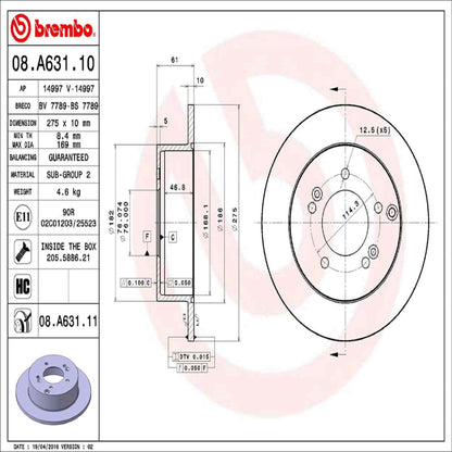 Brembo Disc Brake Rotor 08.A631.11