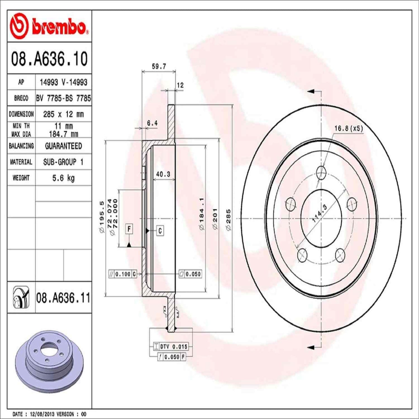 Brembo Disc Brake Rotor 08.A636.11
