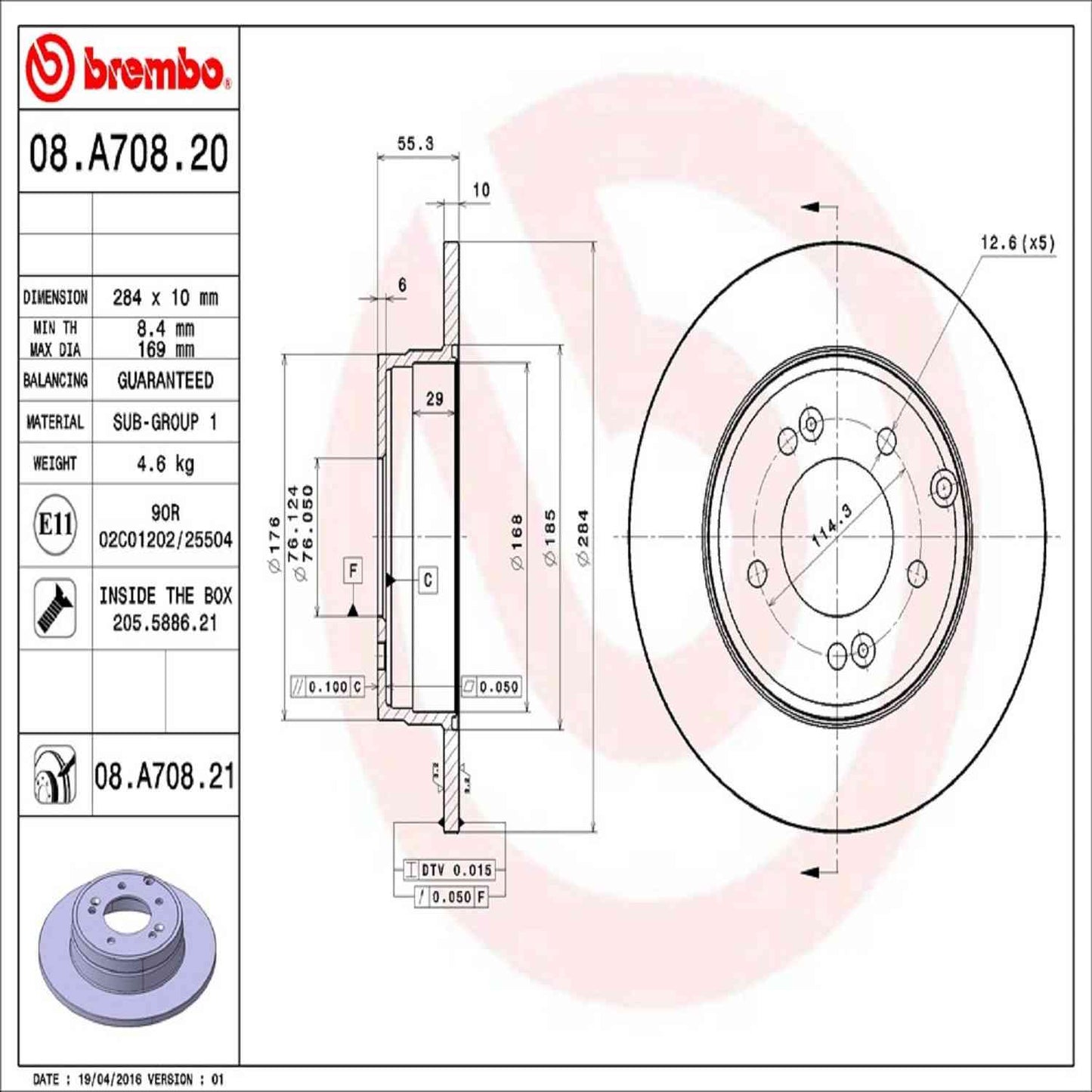 Brembo Disc Brake Rotor 08.A708.21