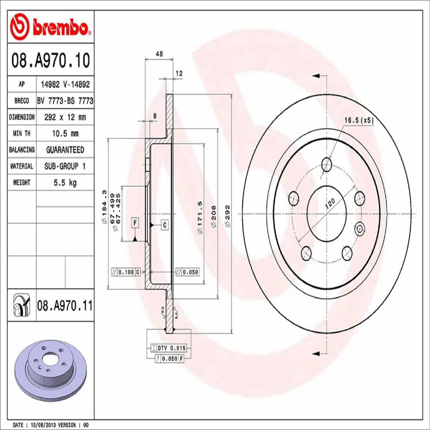 Brembo Disc Brake Rotor 08.A970.11